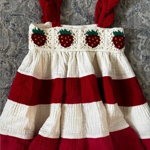 Red and White Dress with Strawberry Detail